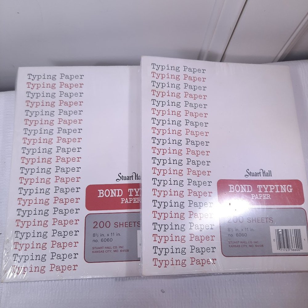 NEW Stuart Hall‎ Bond Typing Paper 8.5x 11" NO. 6060 2 Packs 200 Sheets Vintage